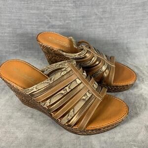 Contessa Made in Italy 3.5” Wedge Heel Woven Look Sandal Womens Size 7 Shoes